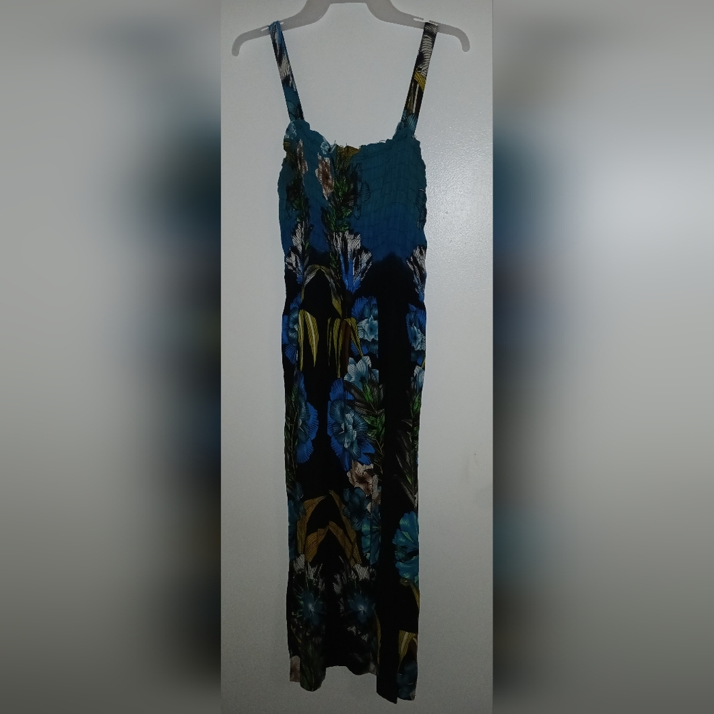 Pre-loved Black Floral Blue Maxi Dress